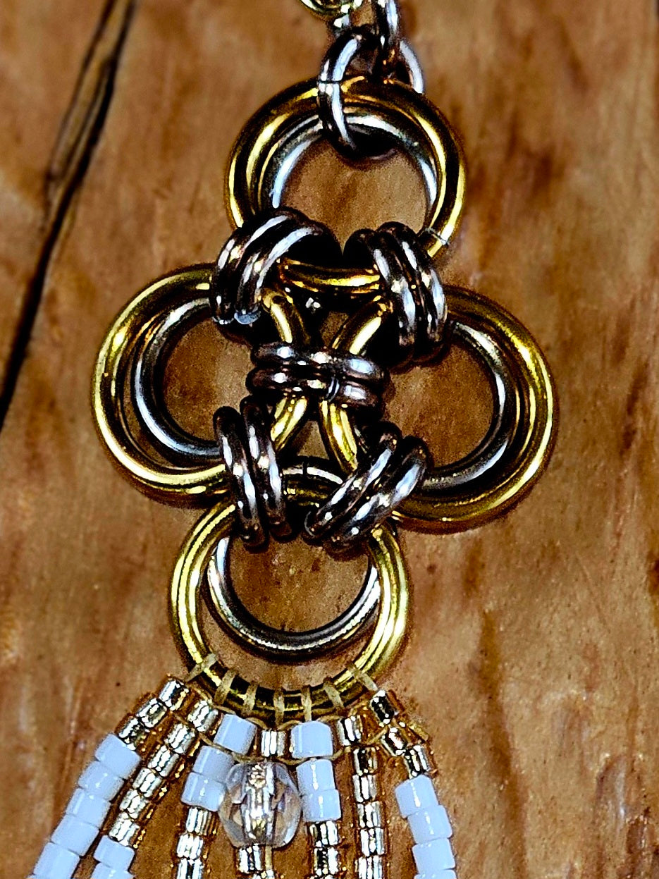 "Purity" Chain Maille Japanese Cross Earrings