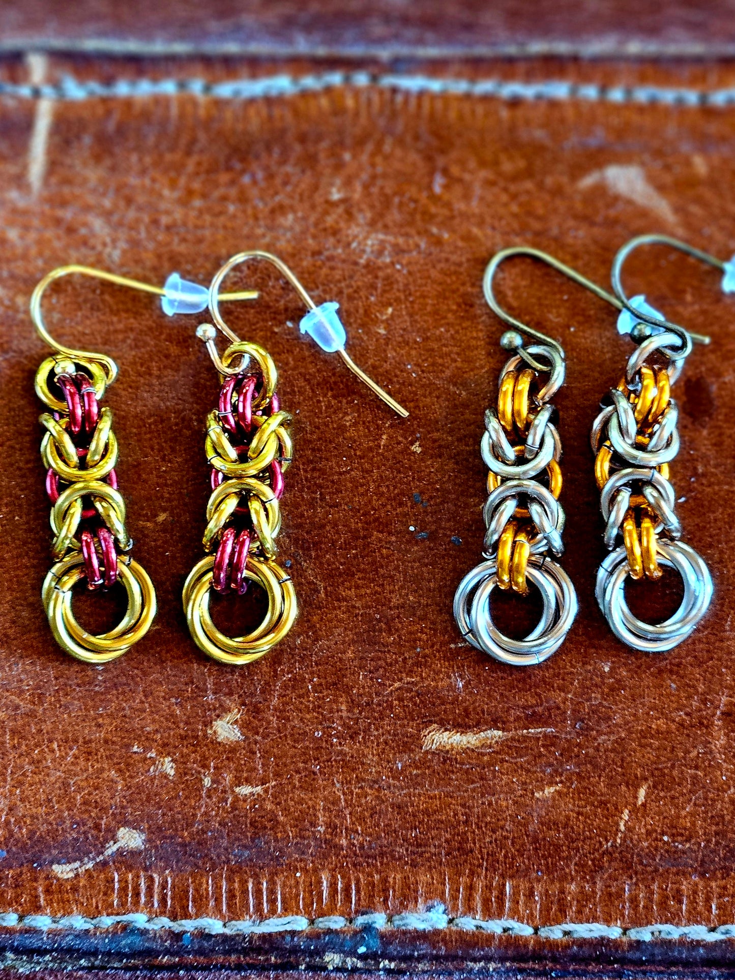 Byzantine Rose Chainmaille Earrings