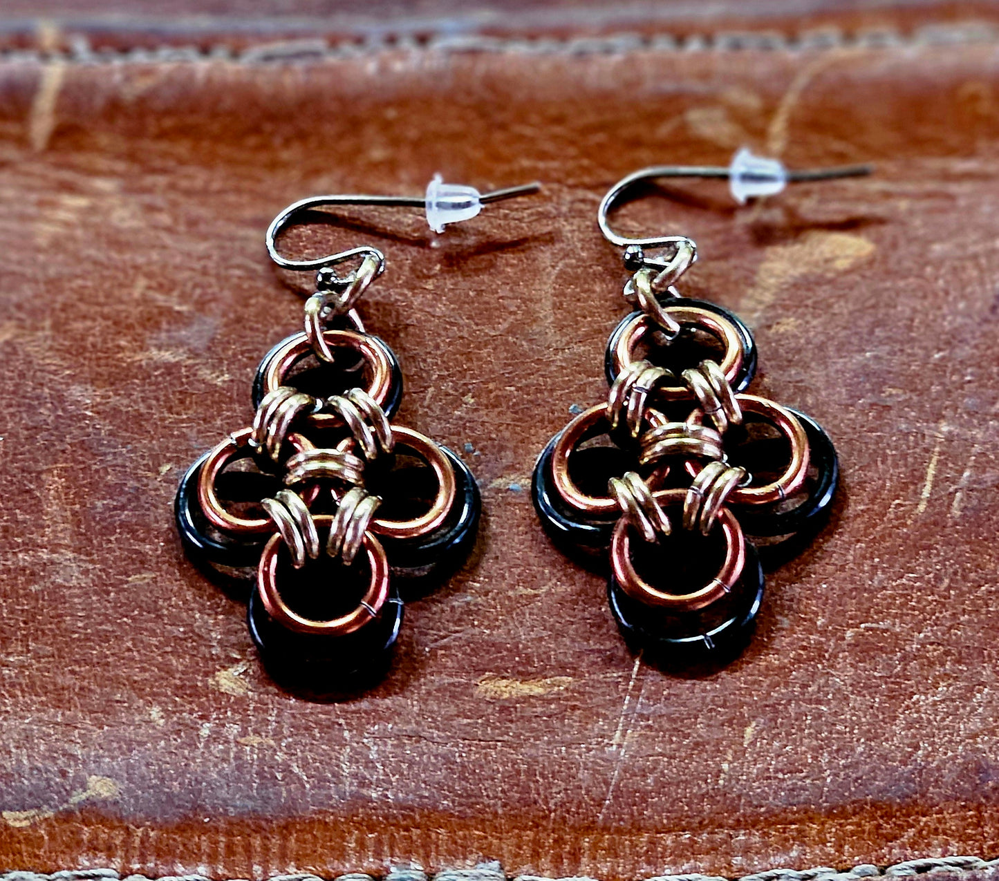 ✨️🎶 Japanese Cross Chain Maille Earrings