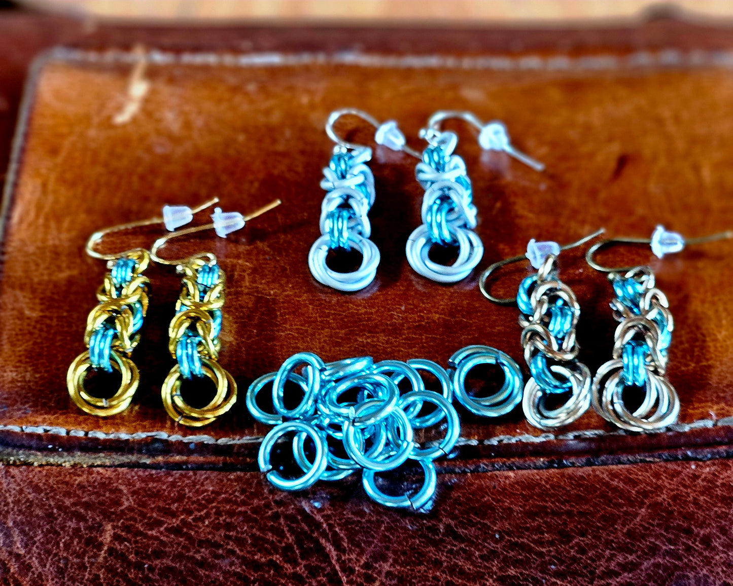 Byzantine Rose Chainmaille Earrings