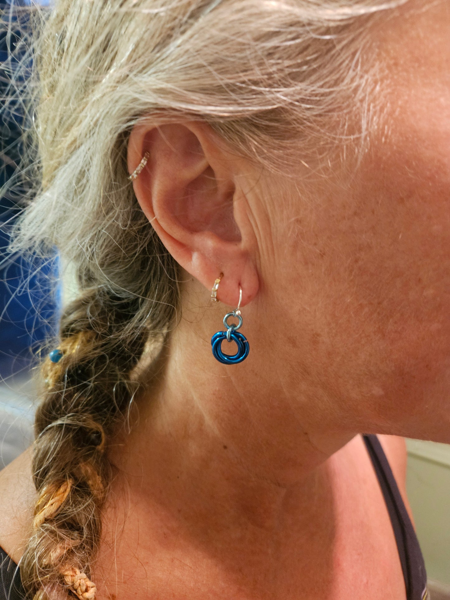 Tiny Mobius Flower Chain Maille Earrings