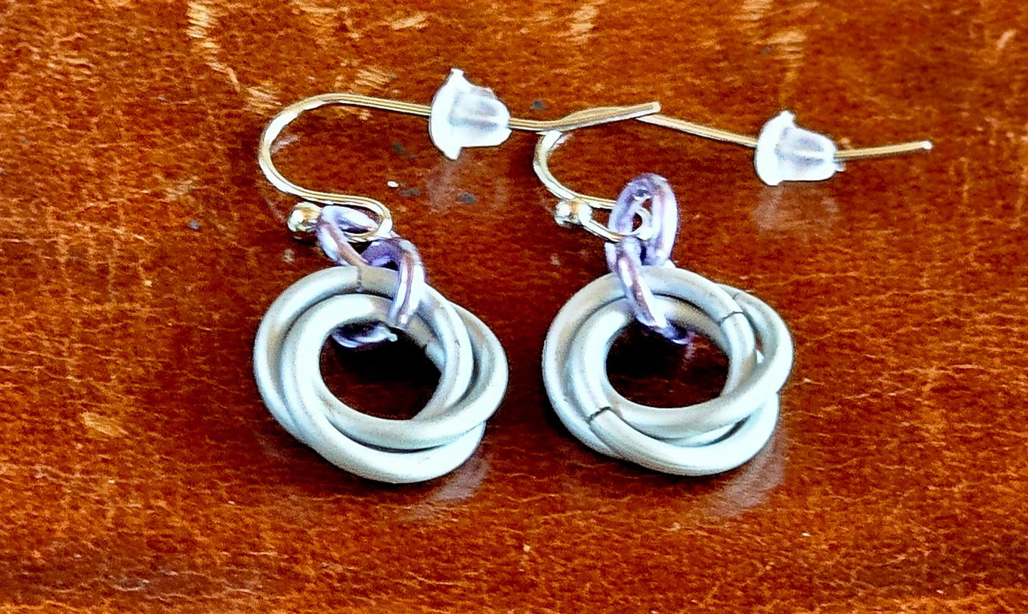Tiny Mobius Flower Chain Maille Earrings