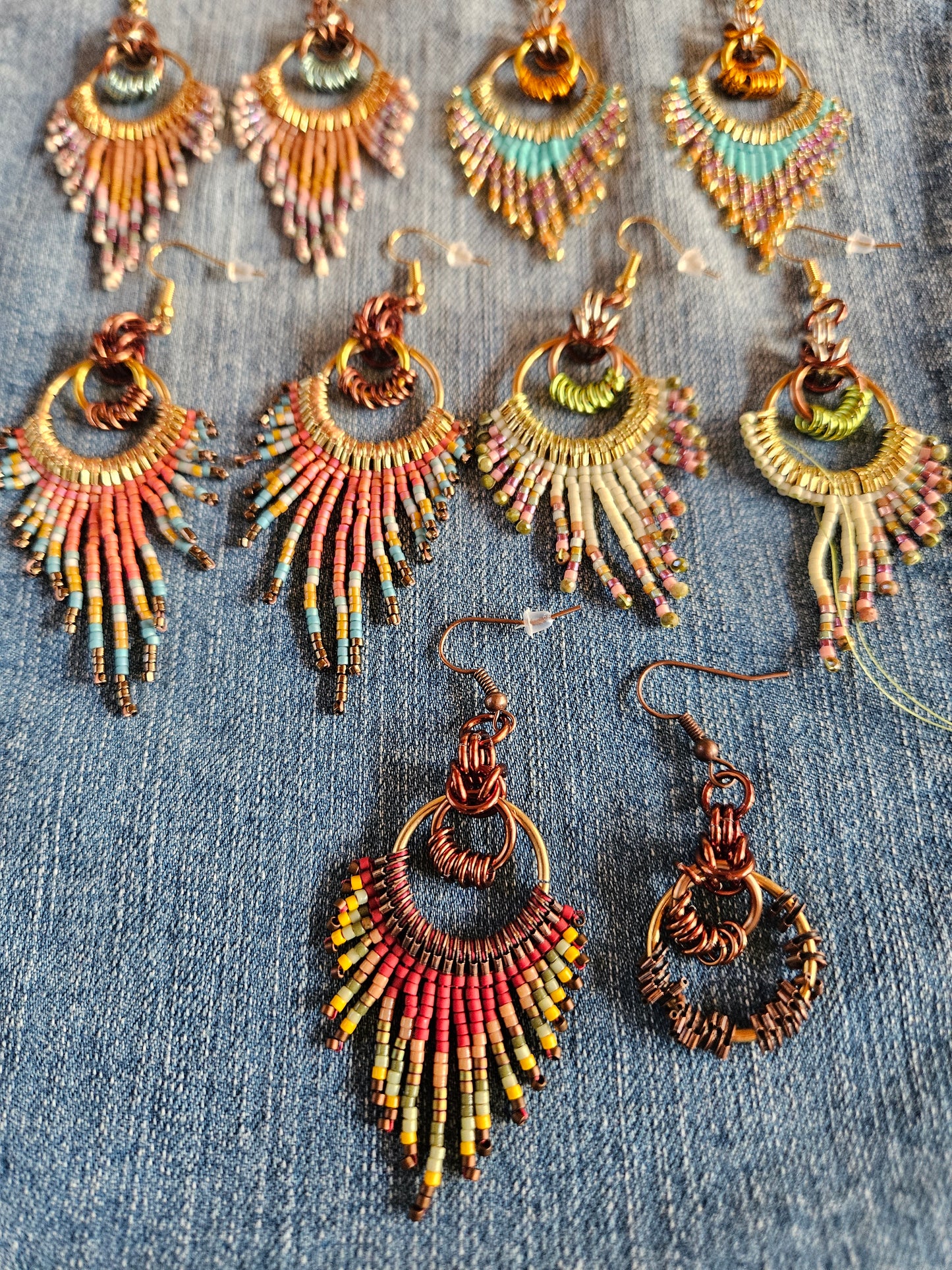 Frosted Fall Leaves Collection 🍂 🍁 🍃 Feather Fringe Earrings