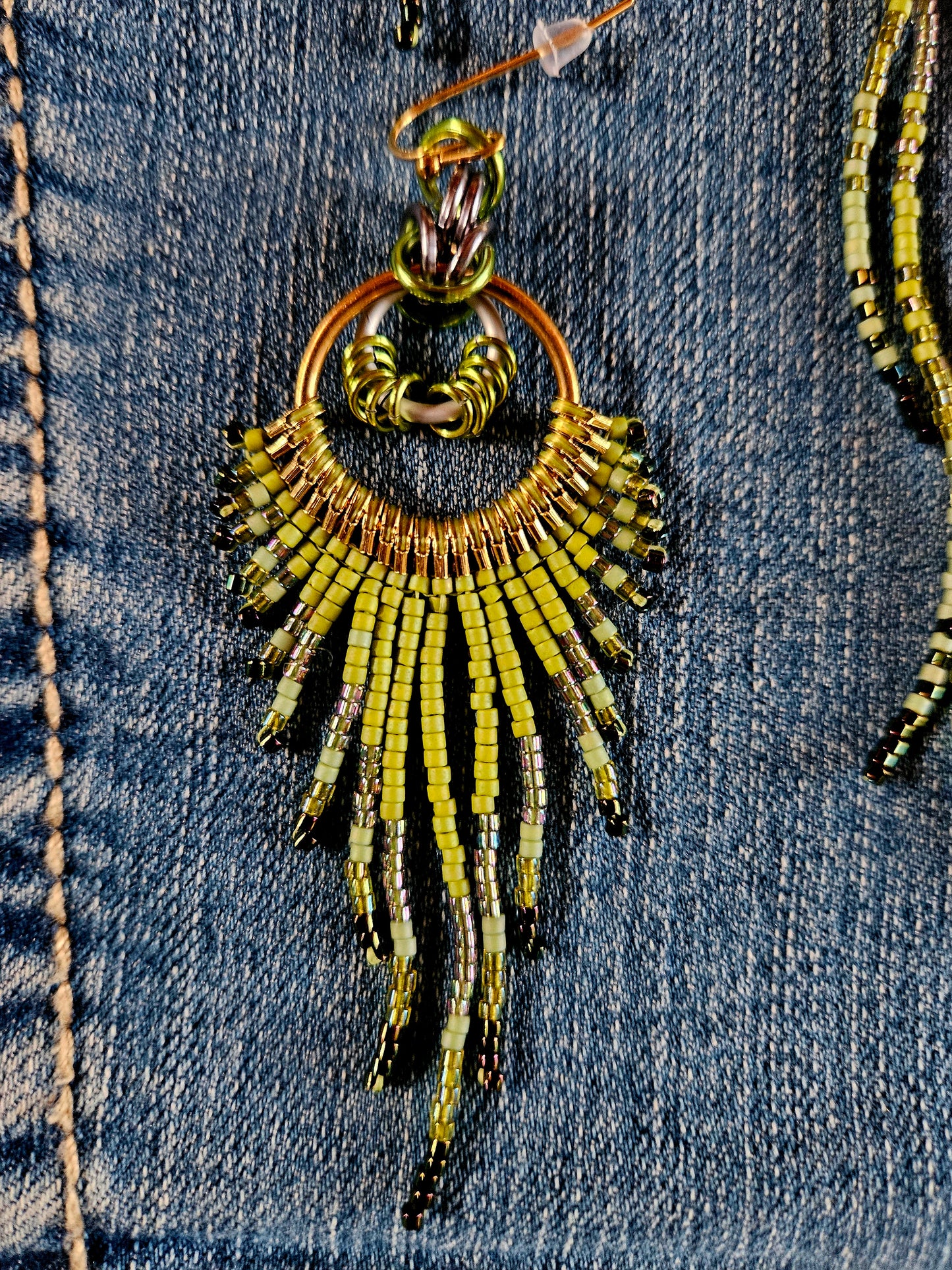 Avocado Charm 🥑 - Feather Fringe Earrings