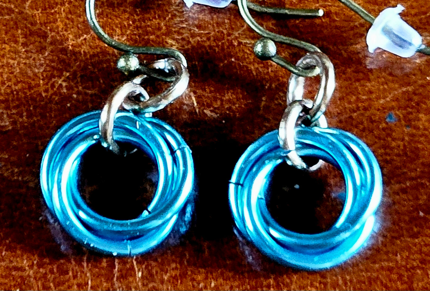 Tiny Mobius Flower Chain Maille Earrings