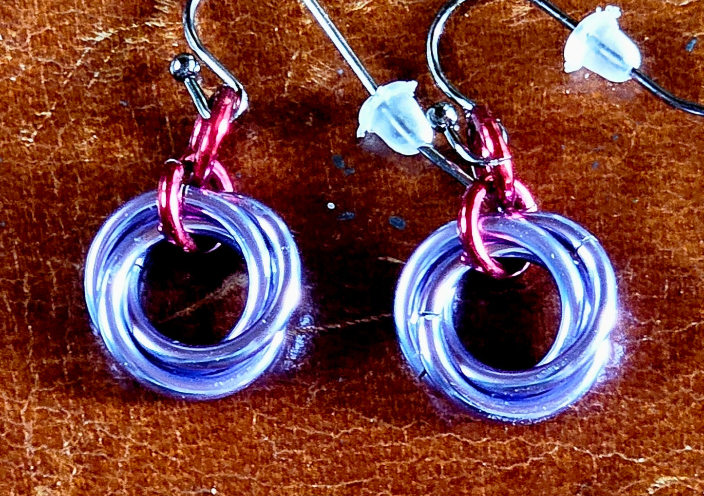 Tiny Mobius Flower Chain Maille Earrings
