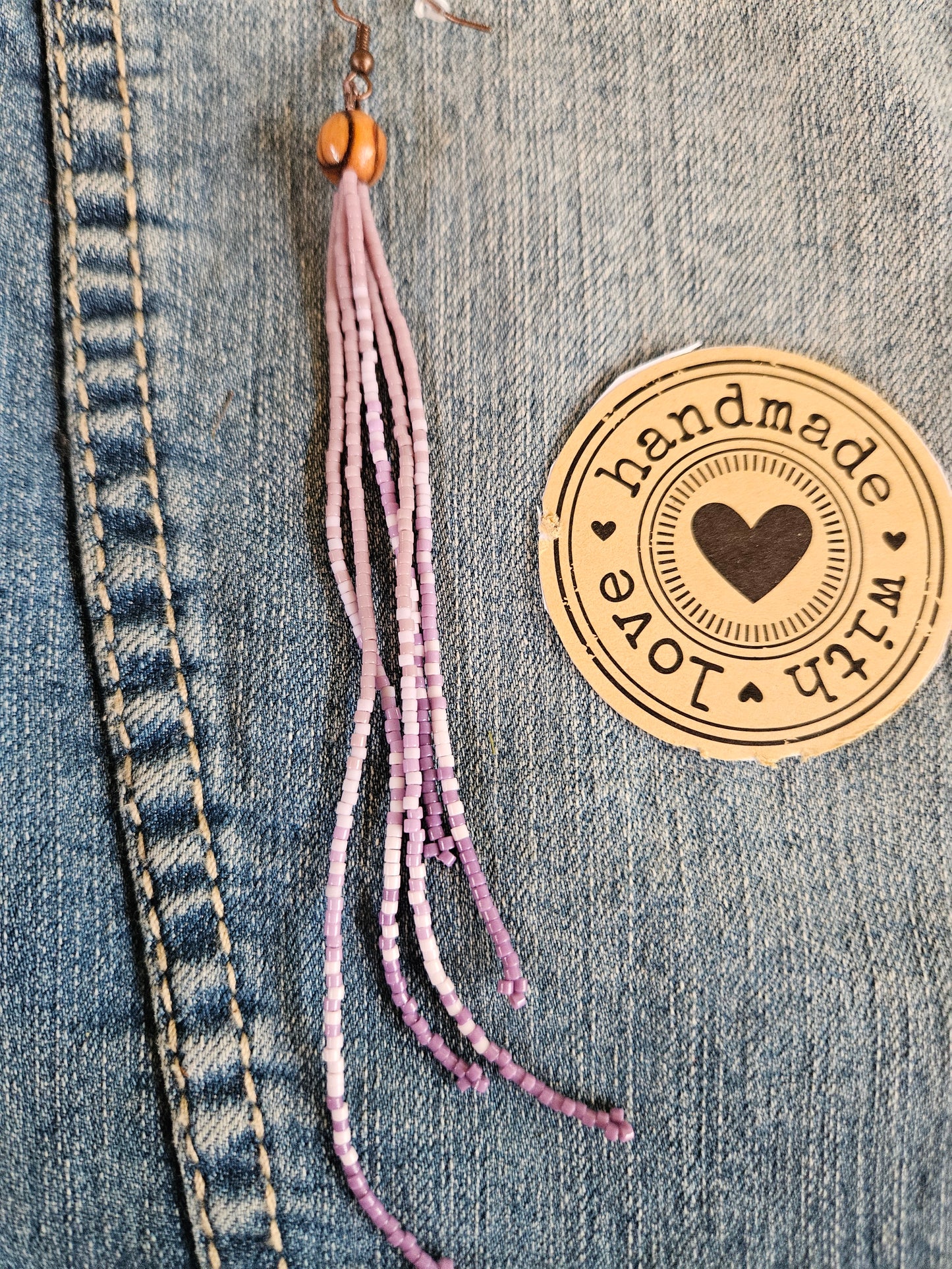 Purple Pastel - Long Fringe Earrings