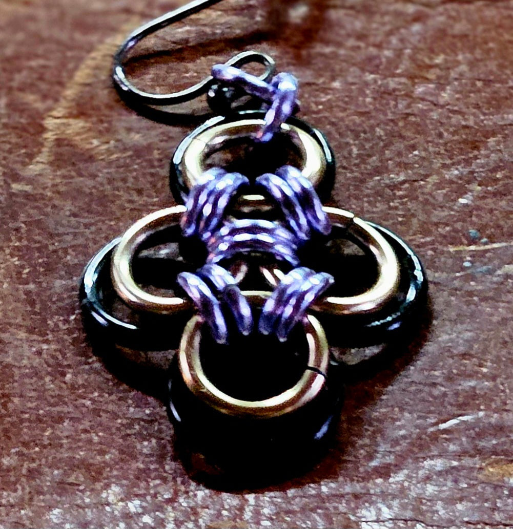 ✨️🎶 Japanese Cross Chain Maille Earrings