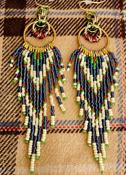 True blue Byzantine Circle Chain Maille Earrings ⛓️ 💙