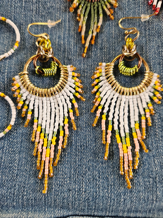 Long Feather Fringe Earrings