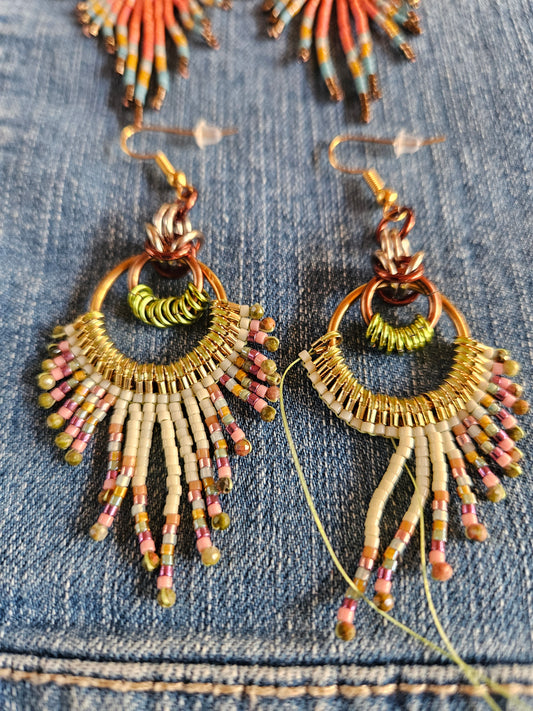 Magic Earth Collection 🌎 ✨️ Feather Fringe Earrings with Unakite Gemstones