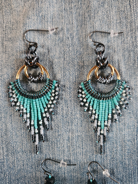 Glacier Mist Collection  - Feather Fringe Earrings