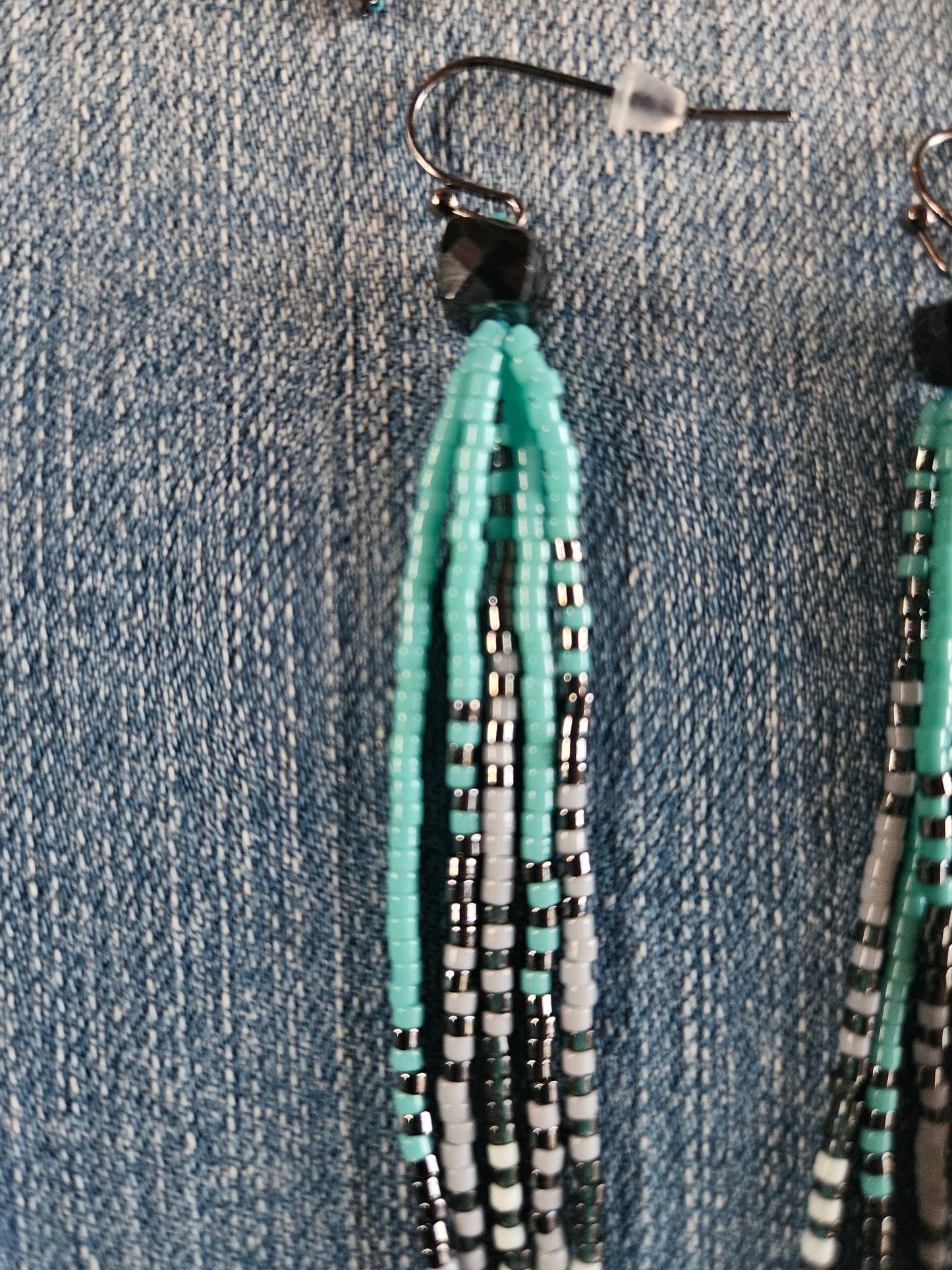 Glacier Mist Collection  - Long Fringe Earrings with Gemstone