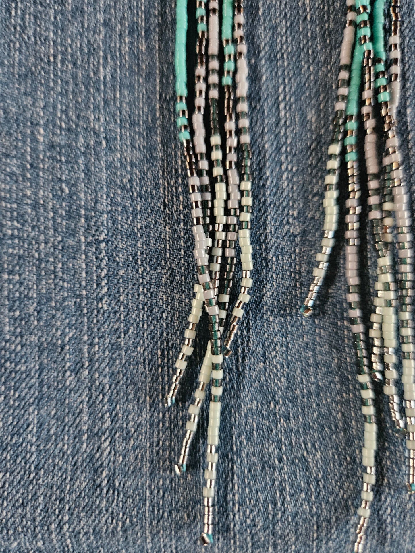 Glacier Mist Collection  - Long Fringe Earrings with Gemstone