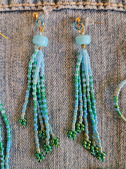 Luminous Short Fringe Beaded Earrings
