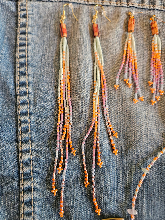 Pastel Chique Long Fringe Earrings