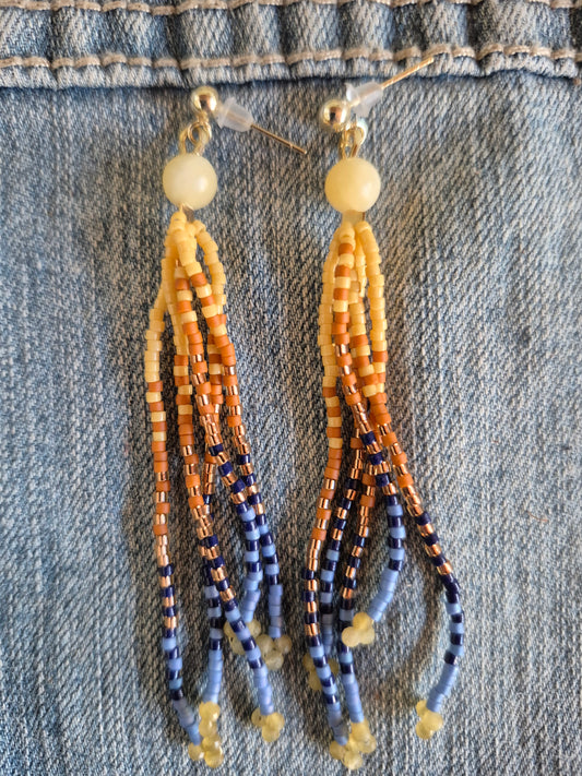 Warm and Cozy Collection - Short Fringe Beaded Earrings