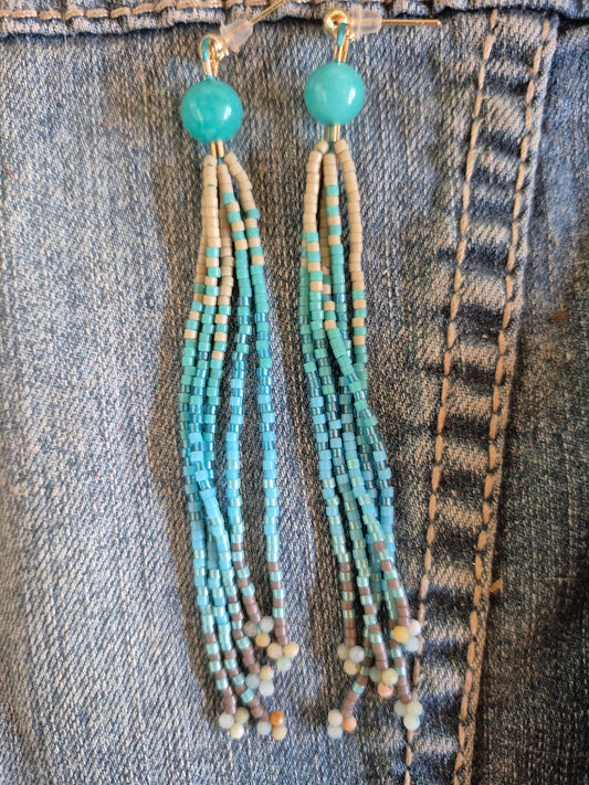 Tropical Beach Collection- Short Fringe Beaded Earrings