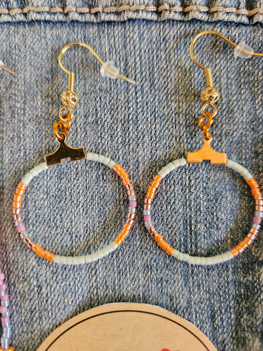 Pastel Chique Beaded Hoops